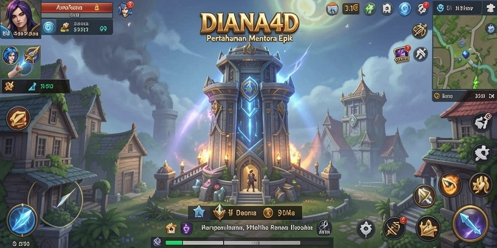 Tampilan gameplay DIANA4D dengan strategi Tower Defense yang mendebarkan.