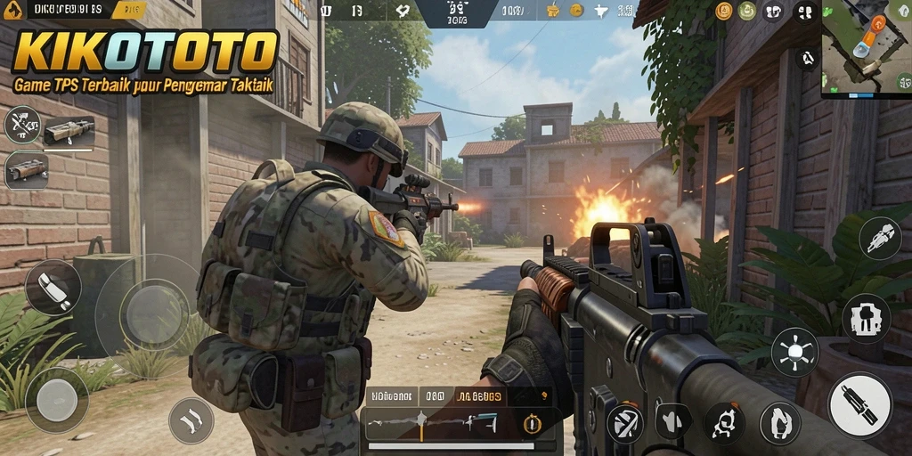 Screenshot gameplay KIKOTOTO menunjukkan aksi seru dalam arena TPS.