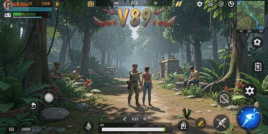 Screenshot utama V89 menunjukkan gameplay simulasi yang seru dan interaktif.